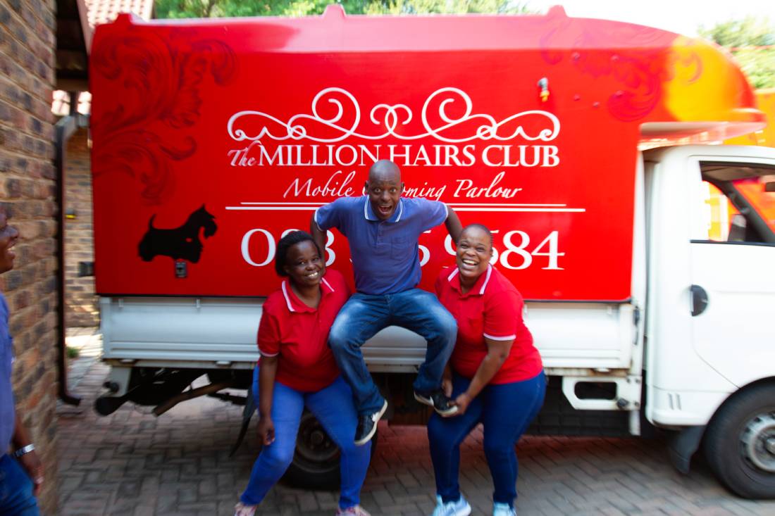 The Million Hairs Club Team, Florah, Botsele and Thando The Million Hairs Club Team, Florah, Botsele and Thando